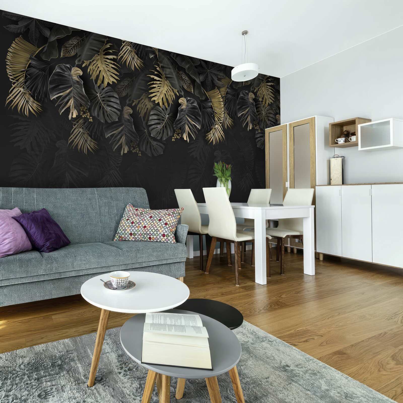 Фотошпалери нічна папороть, пофарбована у відтінки золота та зелені