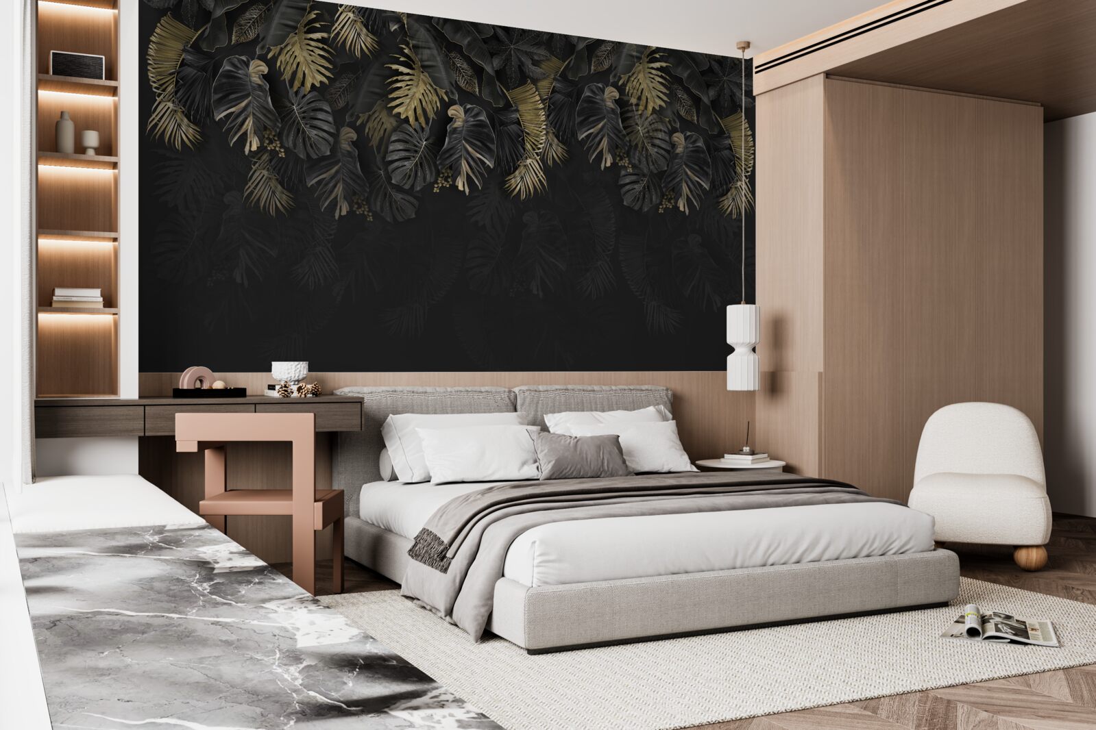 Фотошпалери нічна папороть, пофарбована у відтінки золота та зелені