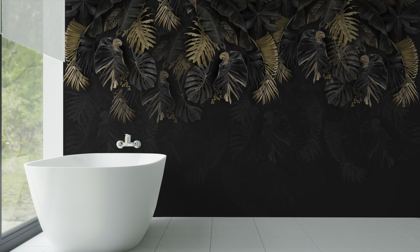 Фотошпалери нічна папороть, пофарбована у відтінки золота та зелені