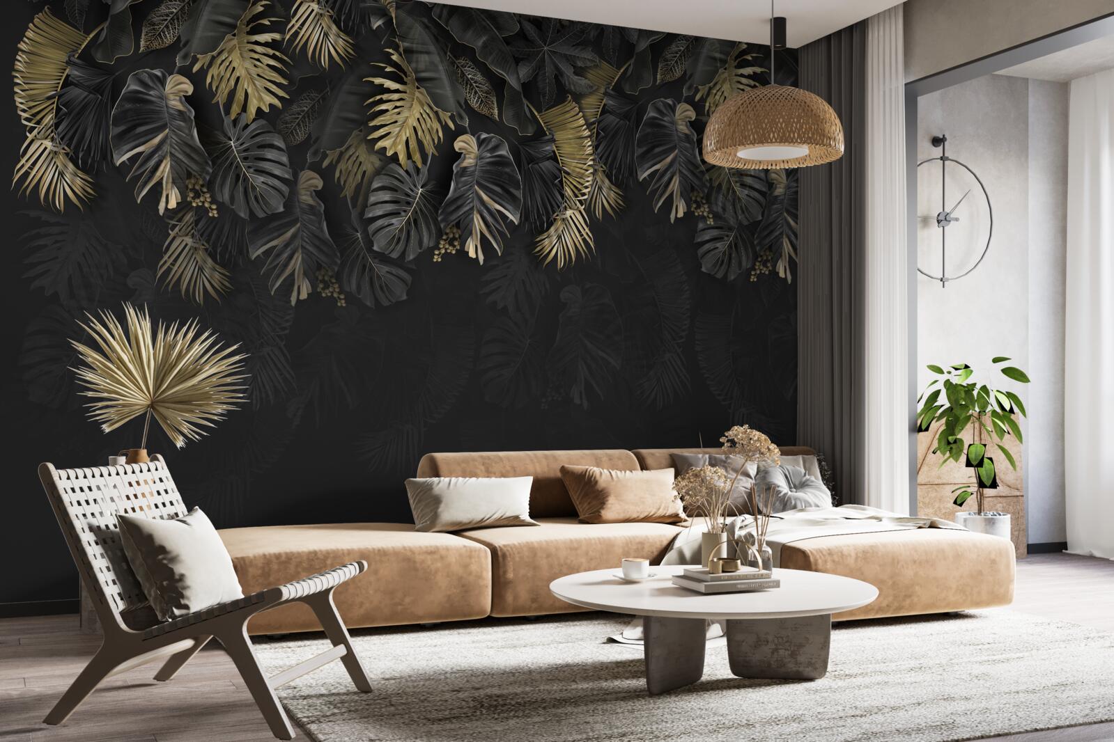 Фотошпалери нічна папороть, пофарбована у відтінки золота та зелені