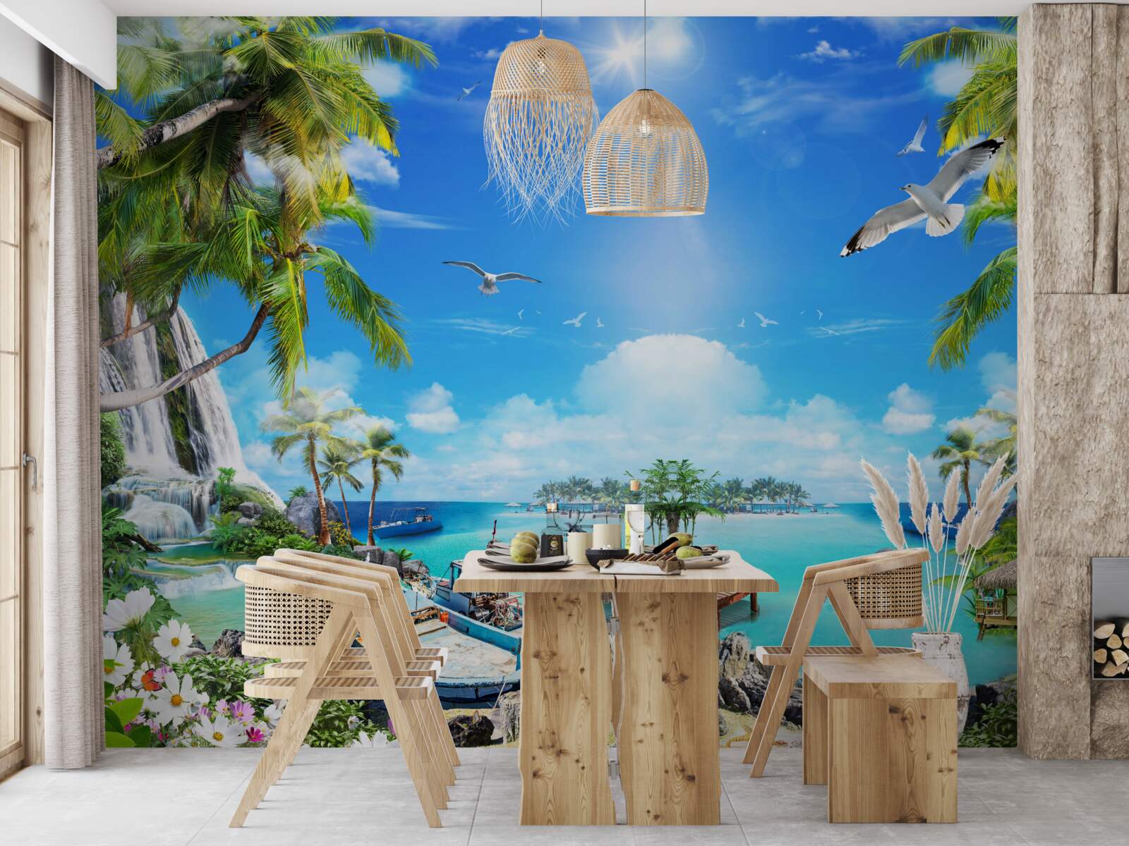 Фотошпалери кораблі на берегах тропіків