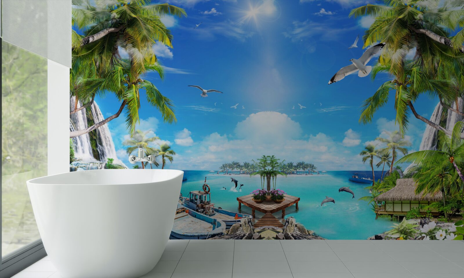 Фотошпалери кораблі на берегах тропіків