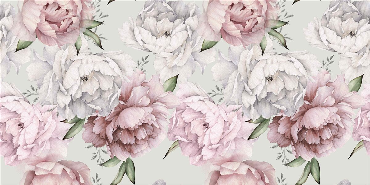Фотошпалери красиві півонії у відтінках білого та рожевого