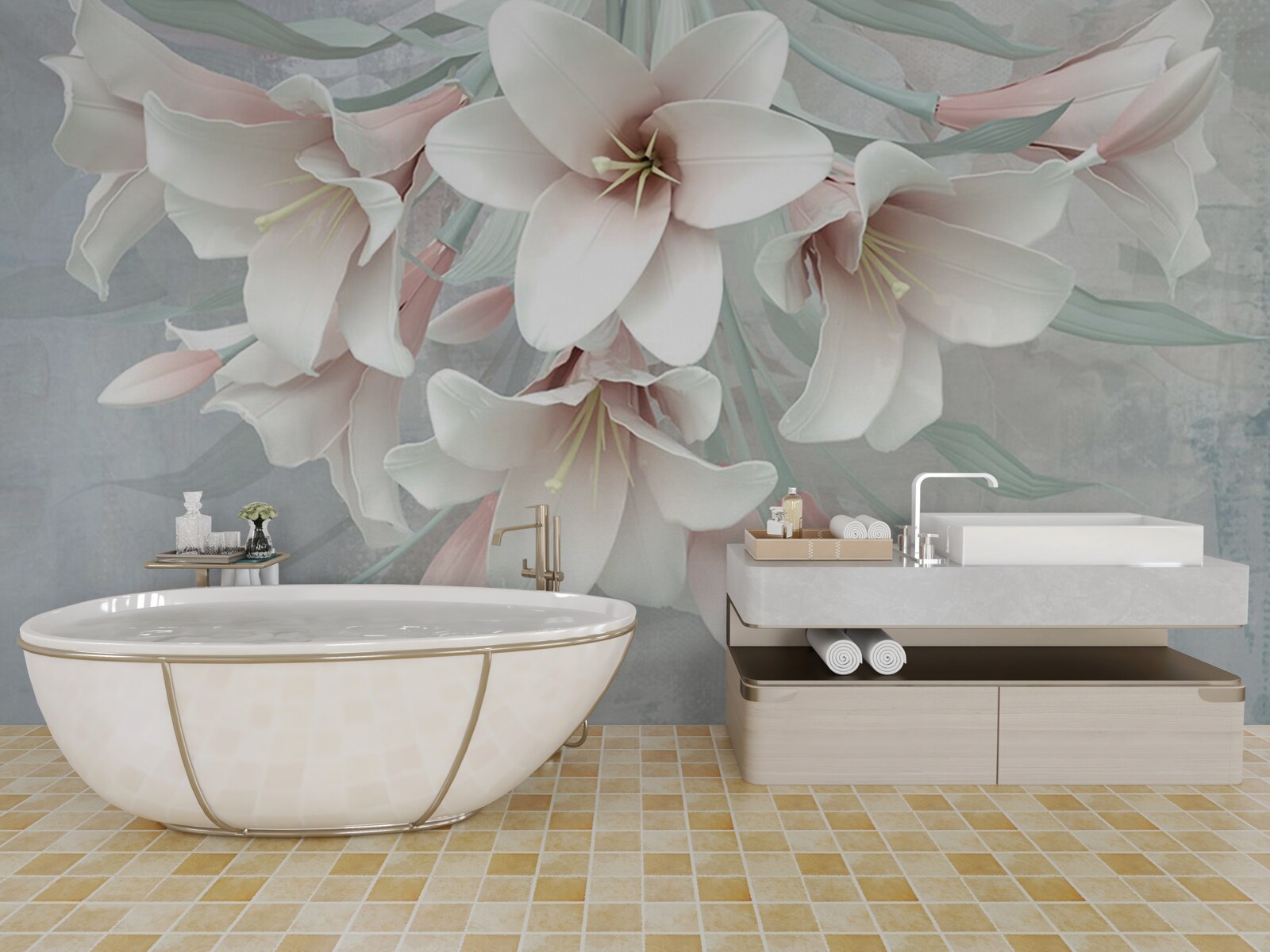 Фотошпалери композиція з яскравих лілій