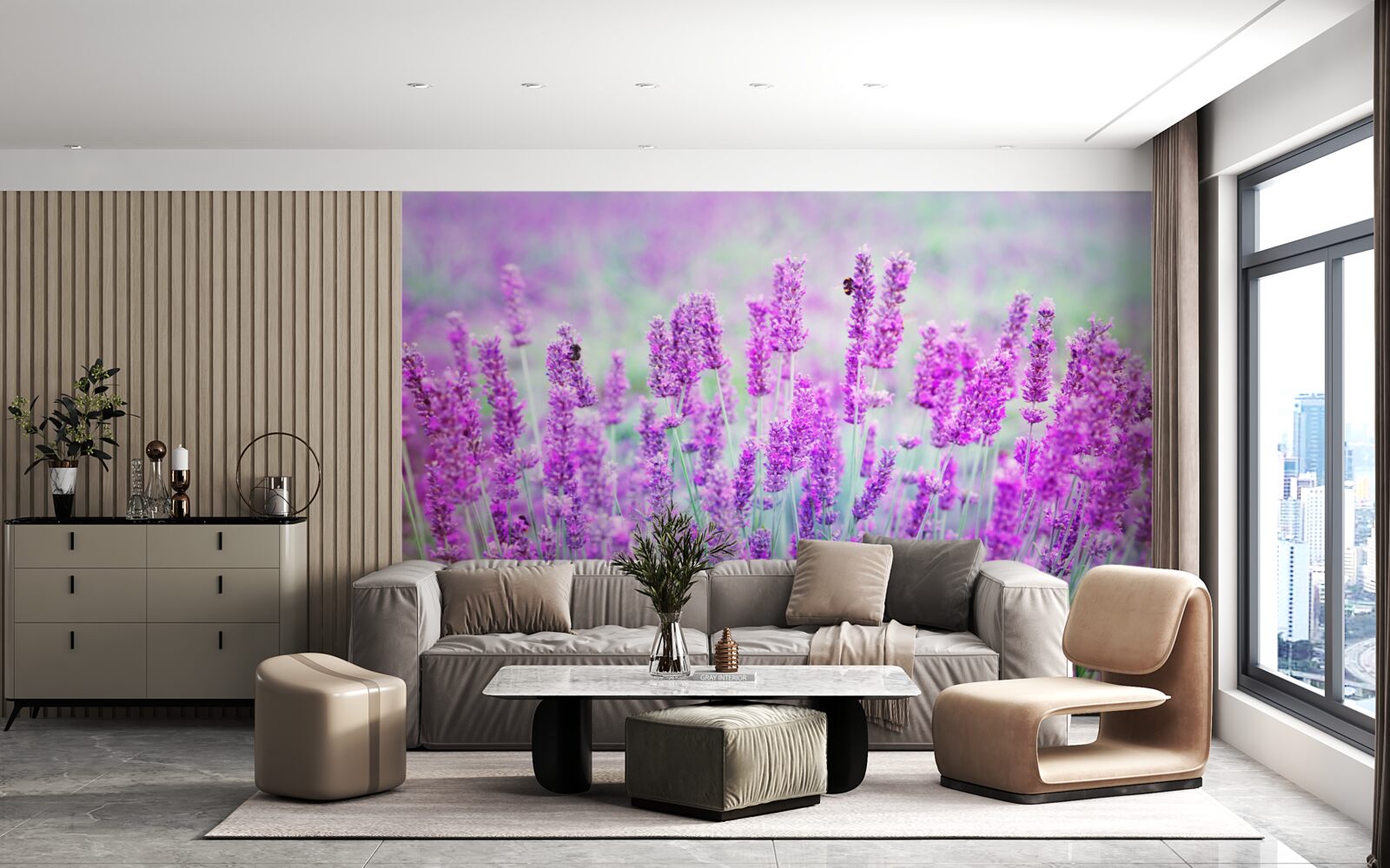 Фотошпалери поле квітів лаванди