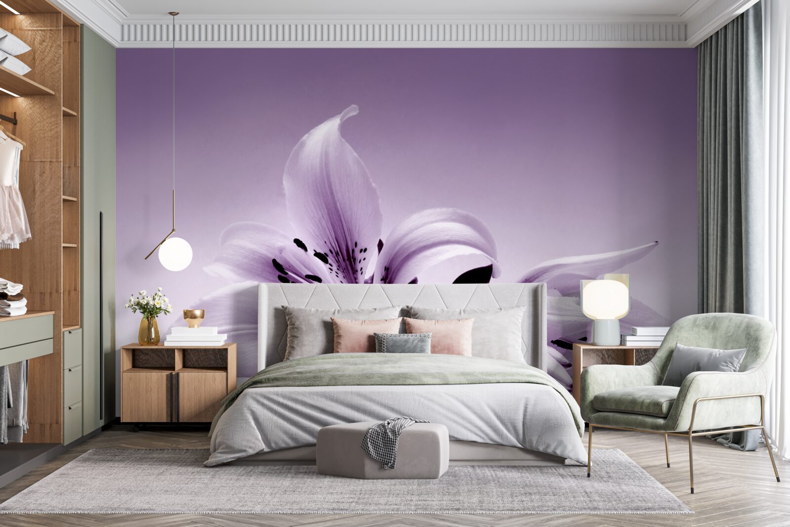 Фотошпалери ніжно-фіолетова ізольована лілія