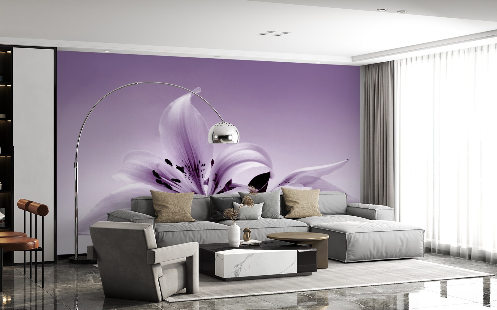 Фотошпалери ніжно-фіолетова ізольована лілія