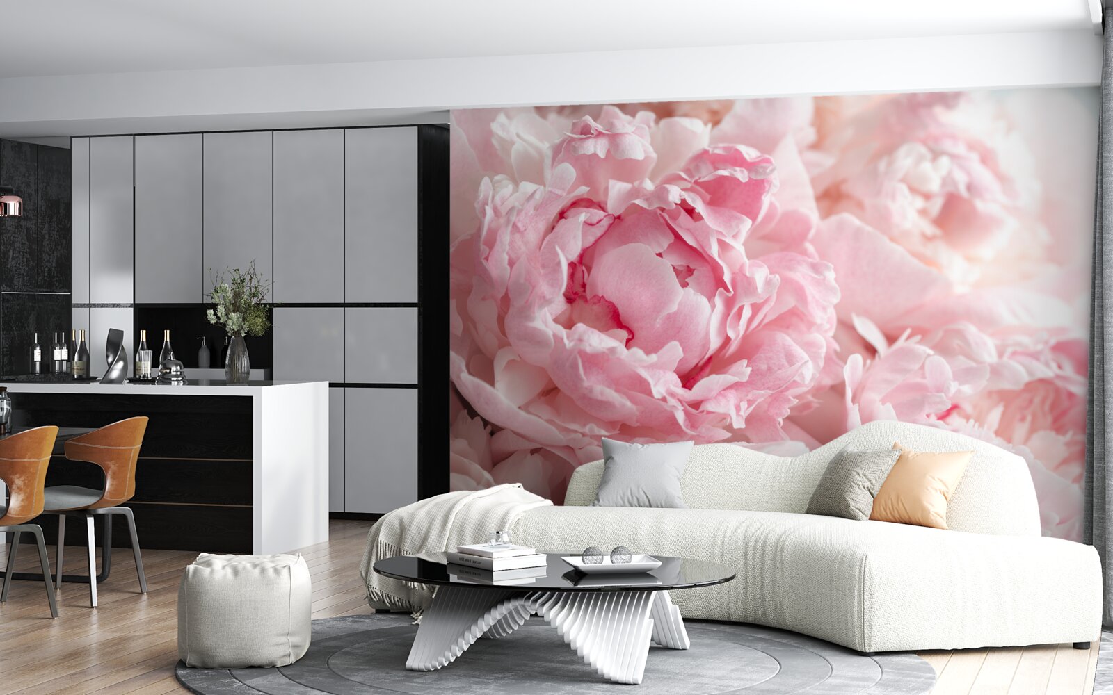 Фотошпалери букет півоній в ніжному рожевому відтінку