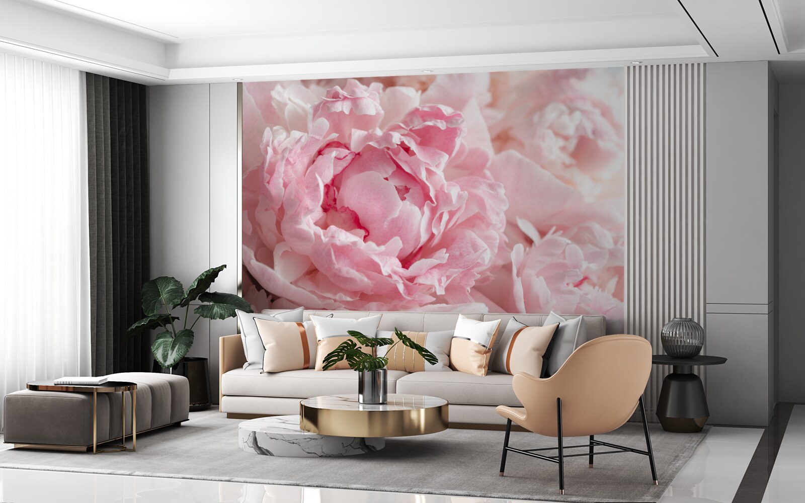 Фотошпалери букет півоній в ніжному рожевому відтінку