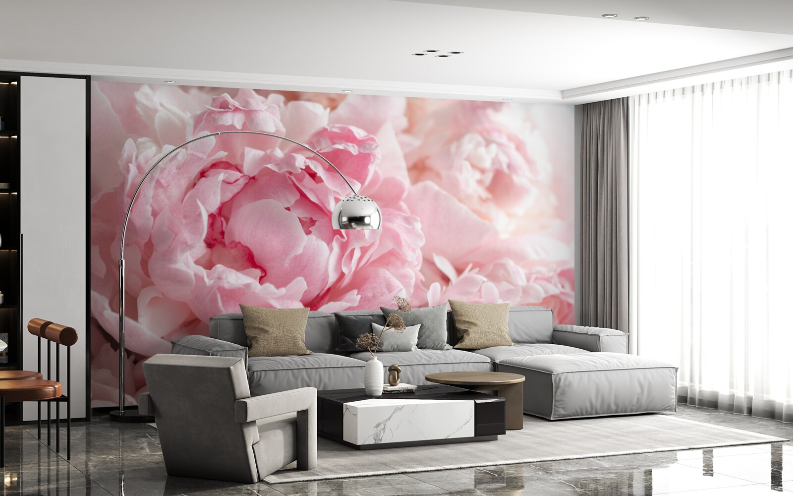 Фотошпалери букет півоній в ніжному рожевому відтінку