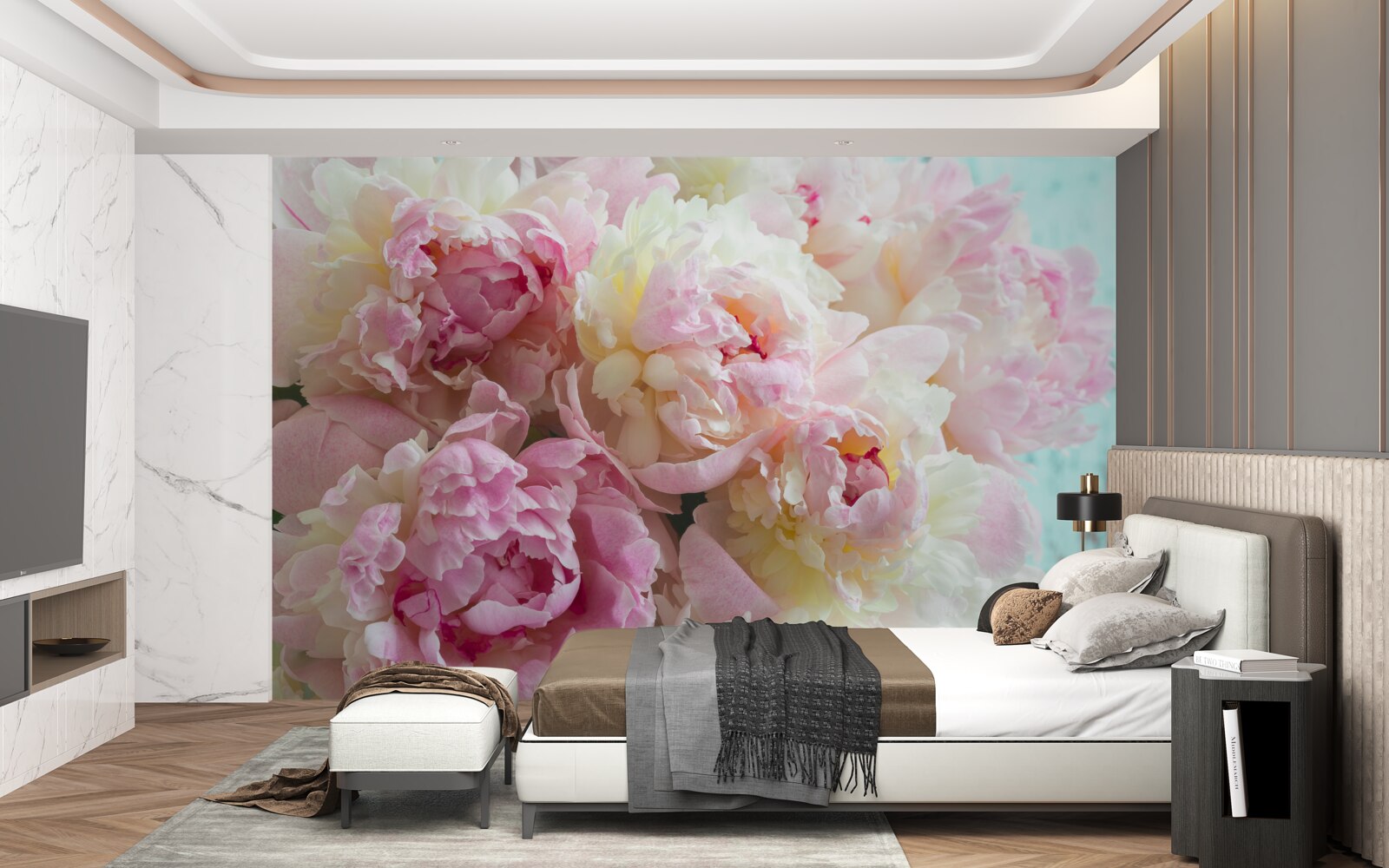 Фотошпалери ніжні півонії в рожевих відтінках