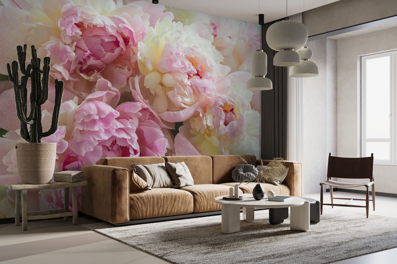 Фотошпалери ніжні півонії в рожевих відтінках