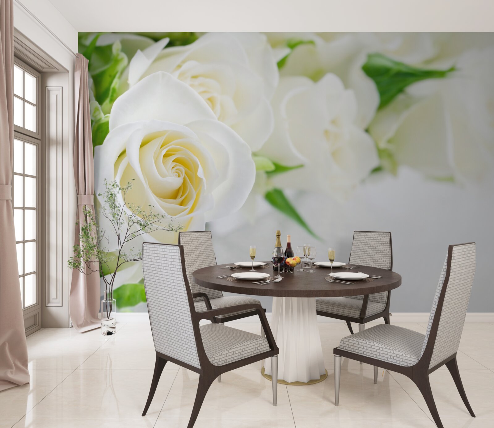 Фотошпалери біла троянда на білосніжному тлі