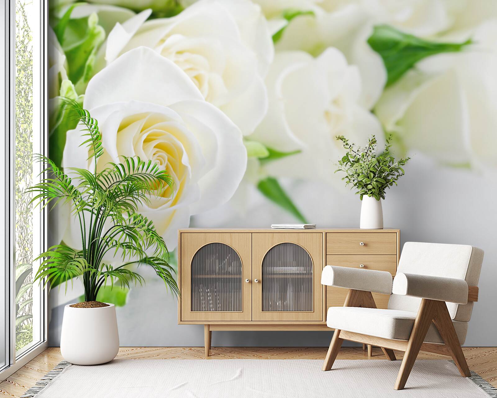 Фотошпалери біла троянда на білосніжному тлі