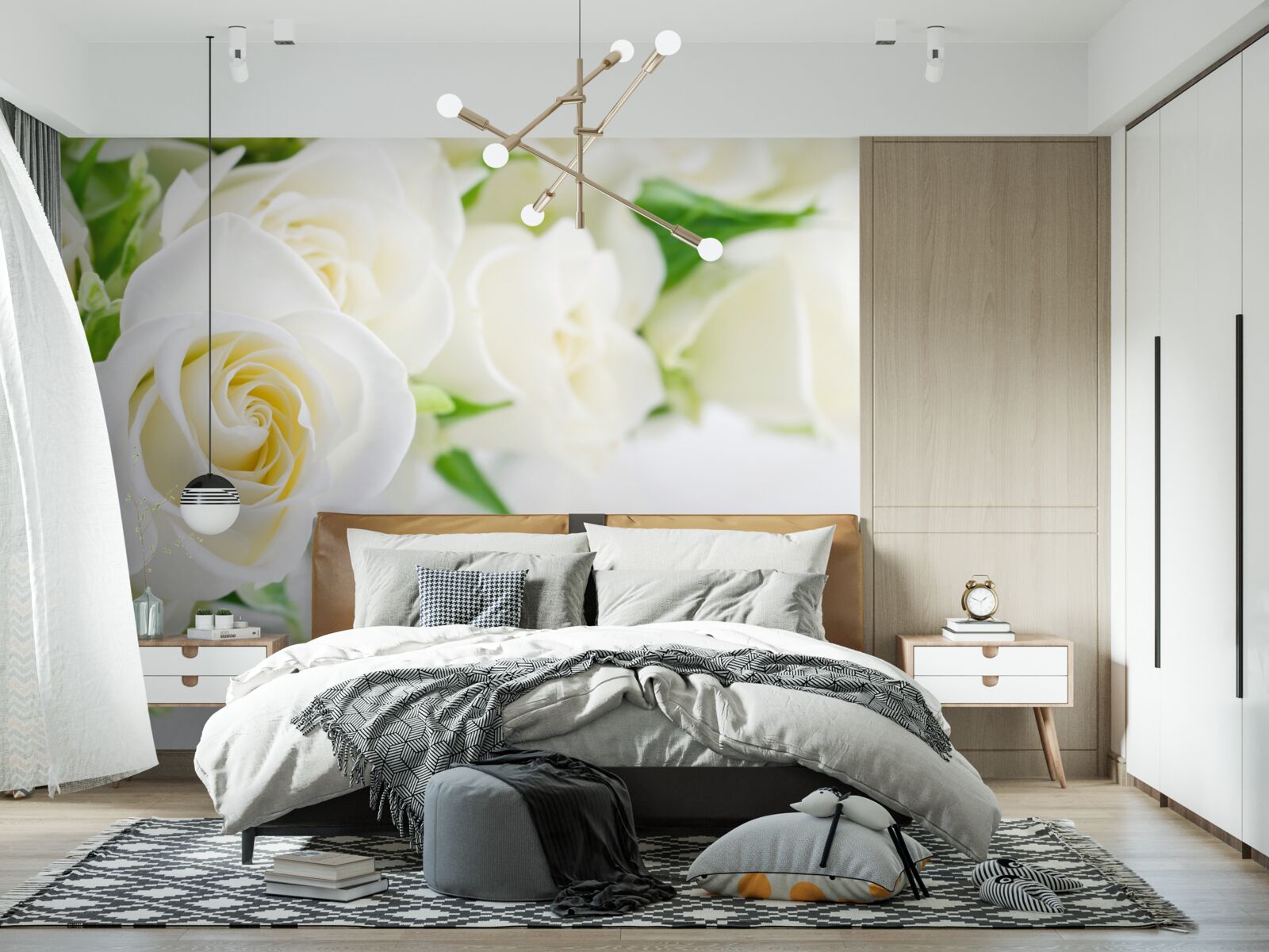 Фотошпалери біла троянда на білосніжному тлі