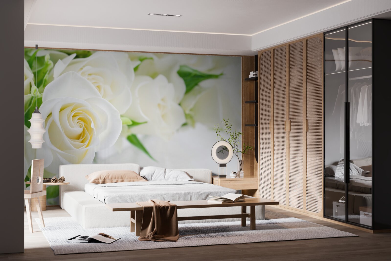 Фотошпалери біла троянда на білосніжному тлі