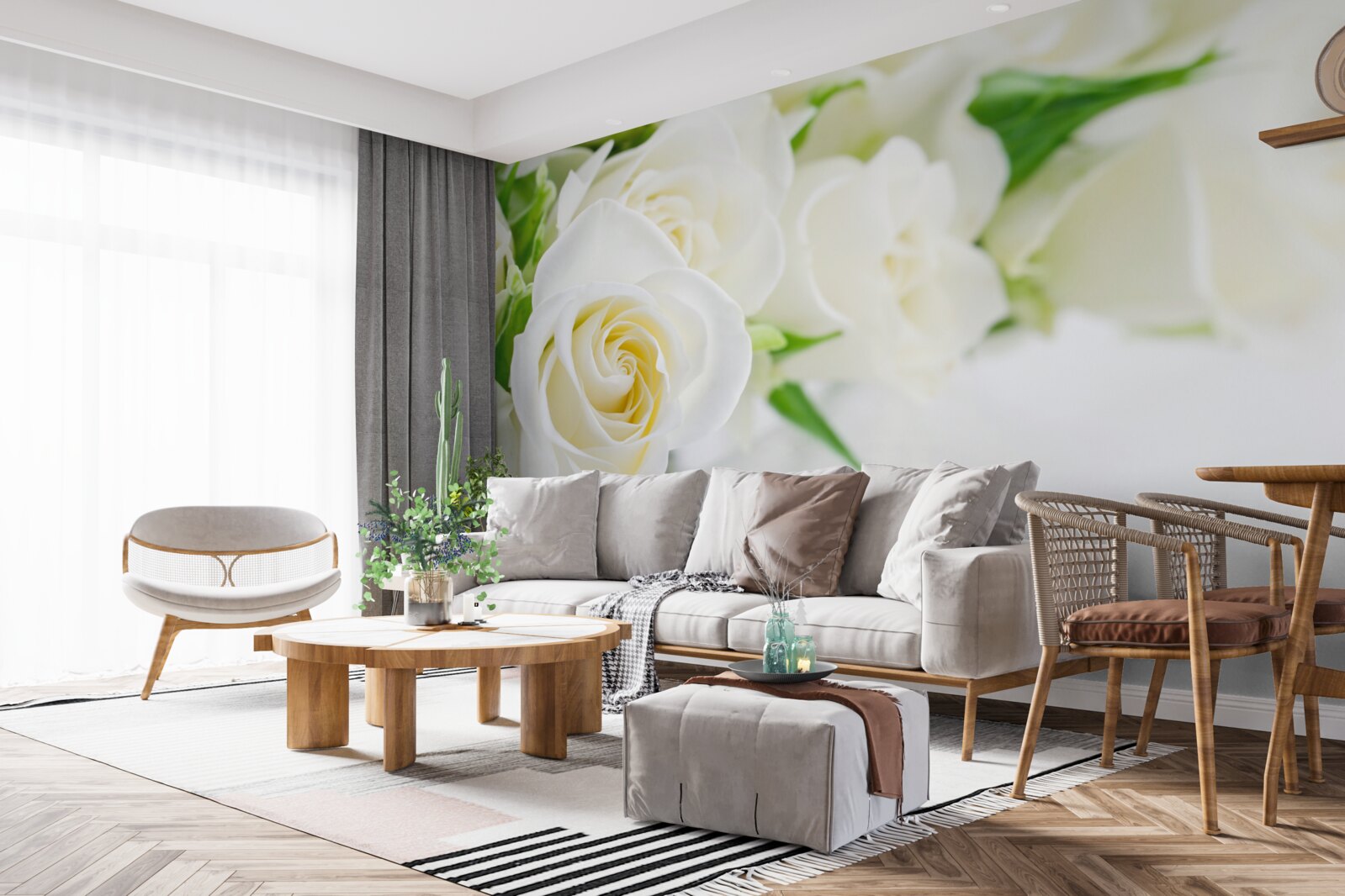 Фотошпалери біла троянда на білосніжному тлі