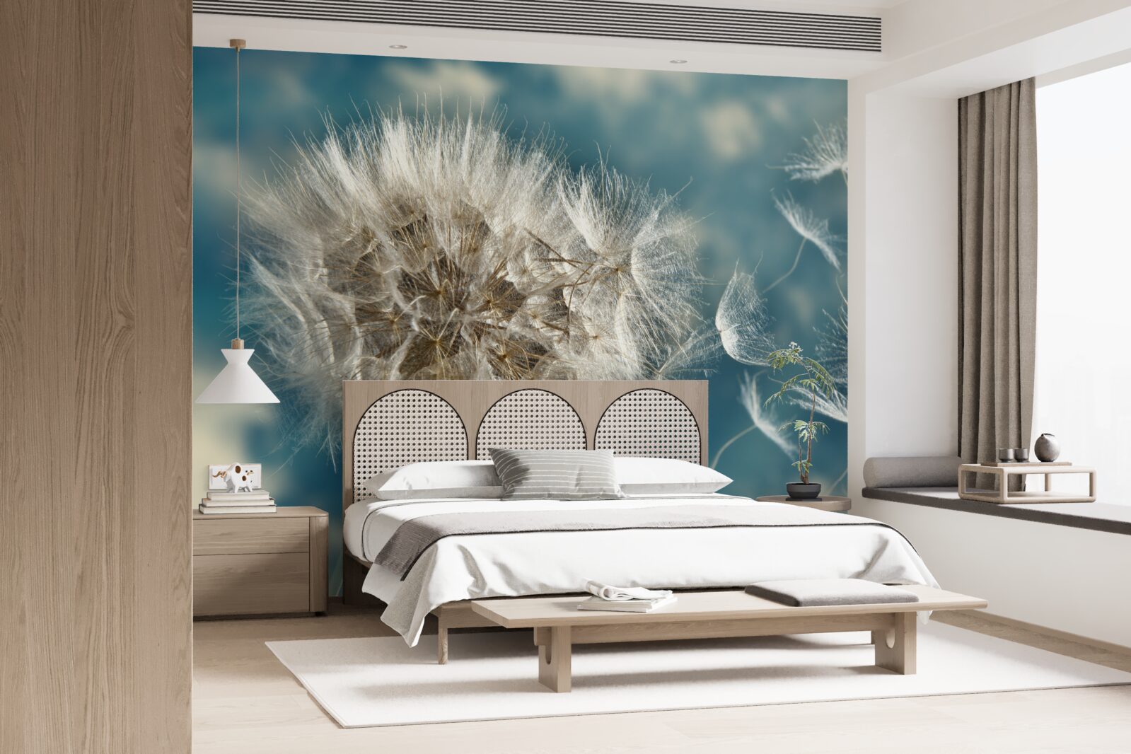 Фотошпалери політ насіння кульбаби, що ширяє в повітрі