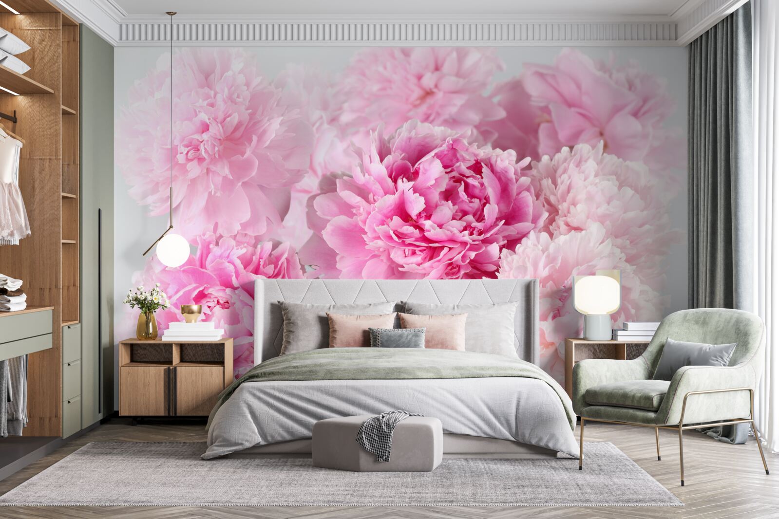 Фотошпалери красиві півонії в рожевих відтінках