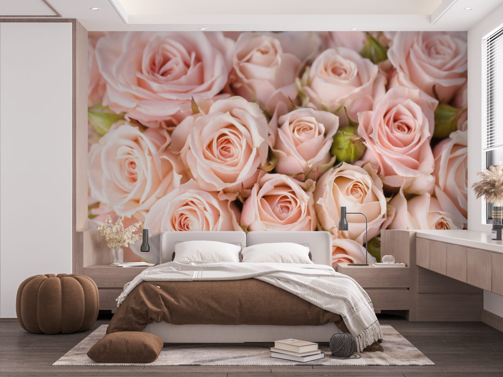 Фотошпалери ніжно-рожеві бутони троянд