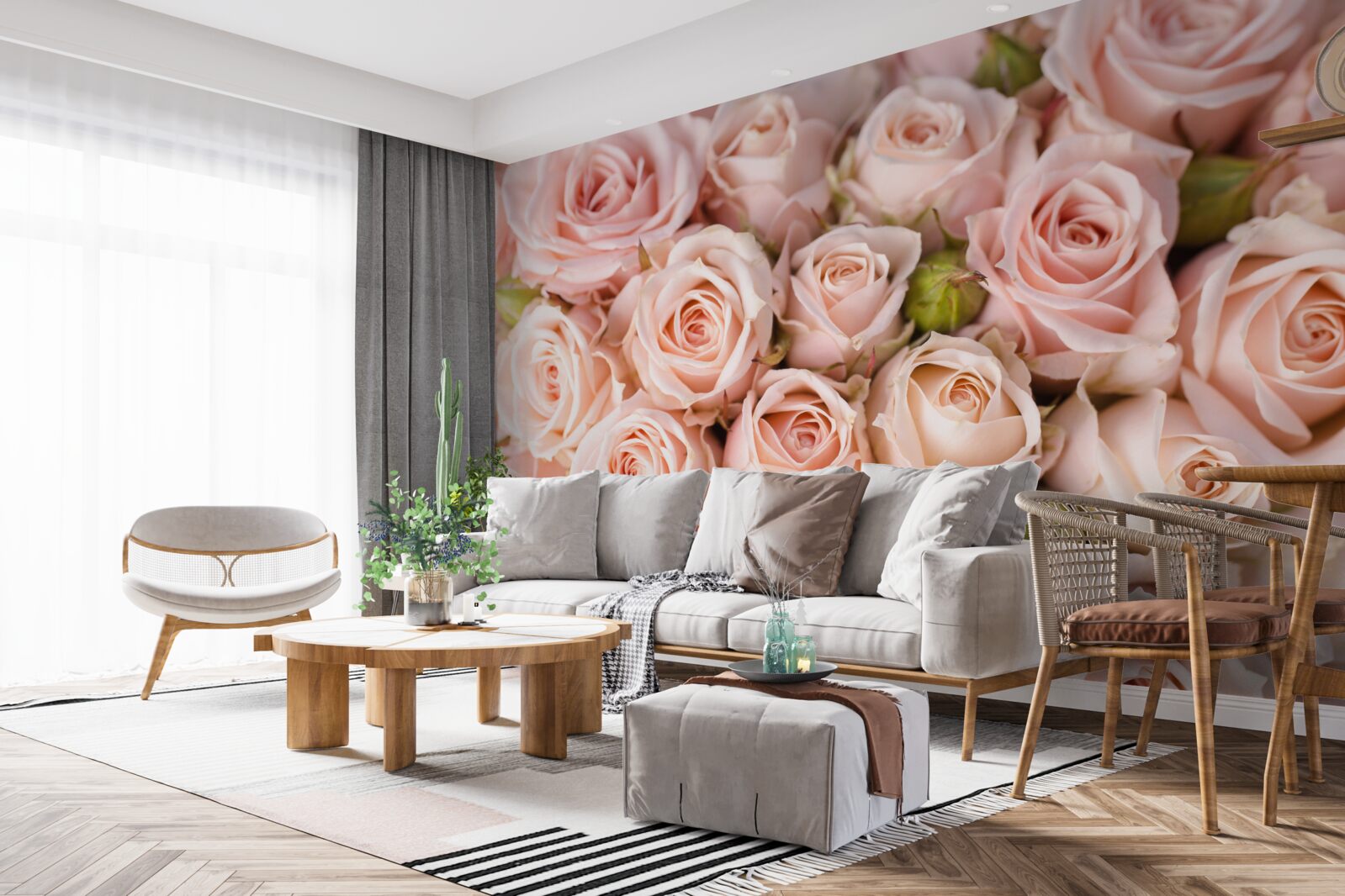 Фотошпалери ніжно-рожеві бутони троянд