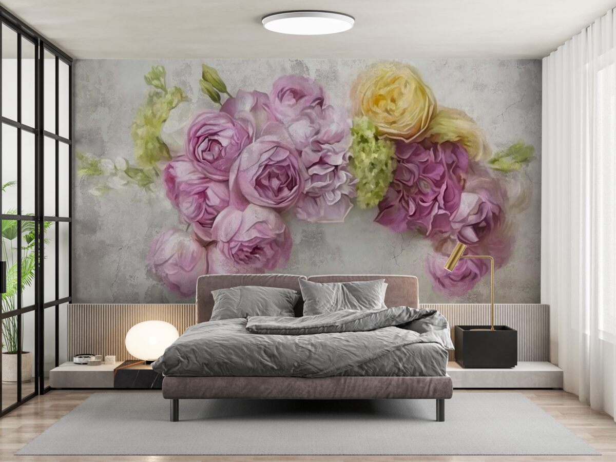 Фотошпалери композиція з фіолетовими півоніями