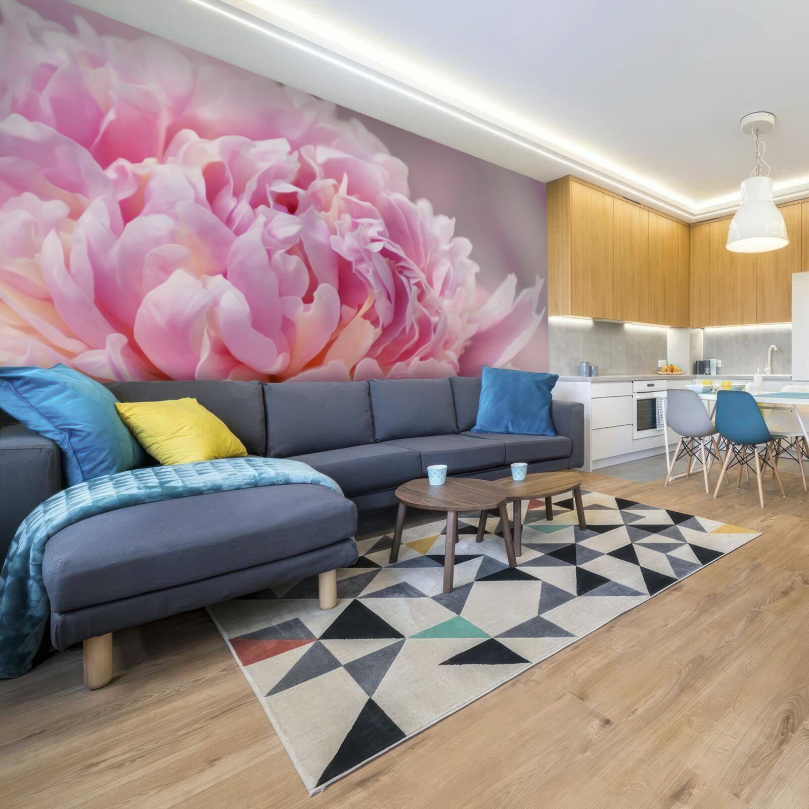 Фотошпалери крупним планом квітуча півонія молочного кольору