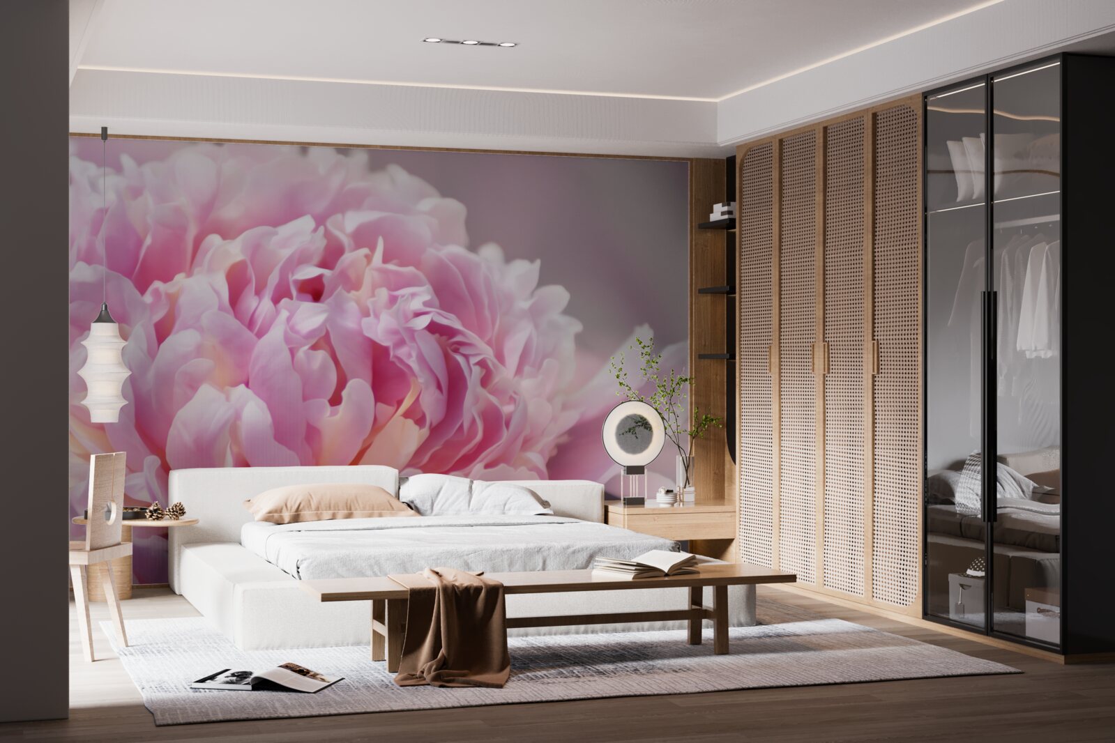 Фотошпалери крупним планом квітуча півонія молочного кольору