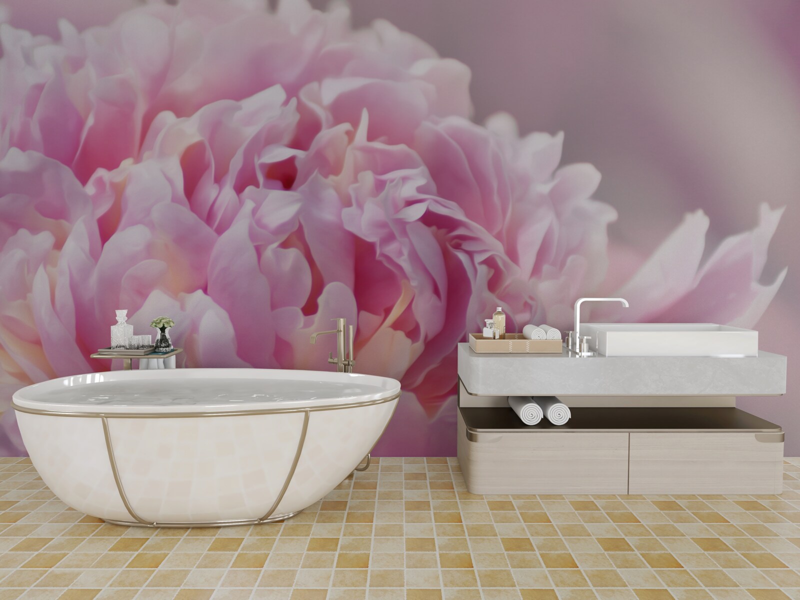 Фотошпалери крупним планом квітуча півонія молочного кольору