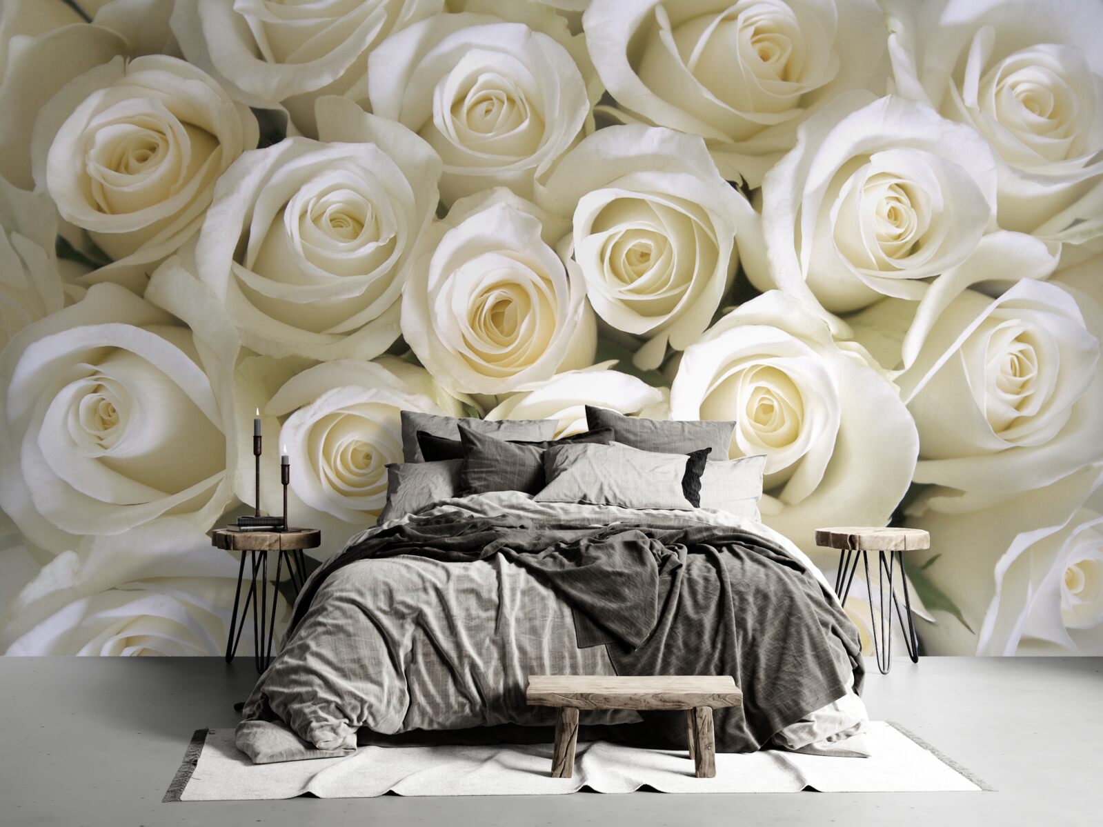 Фотошпалери білосніжні ґудзики-троянди