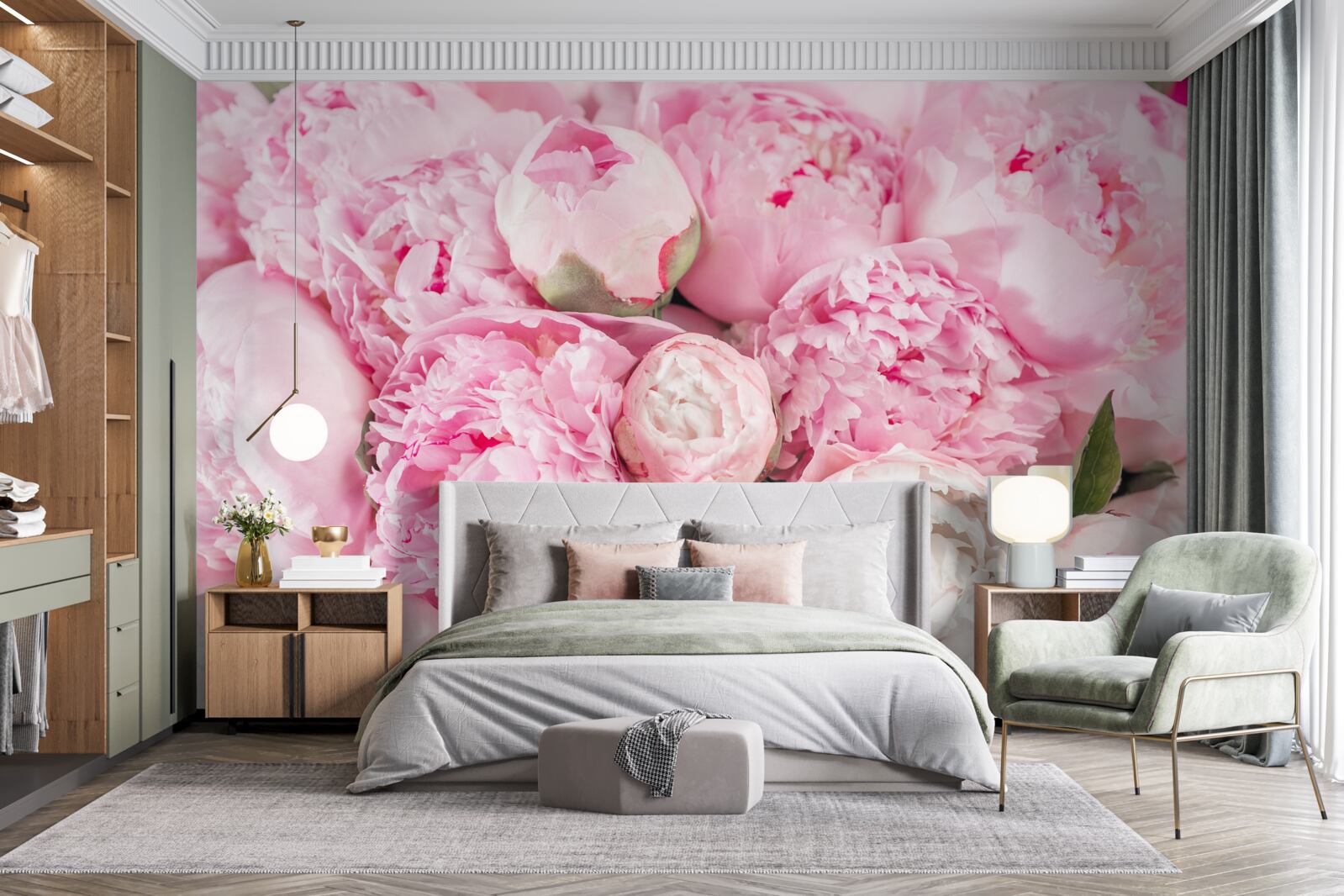 Фотошпалери прекрасні рожеві півонії