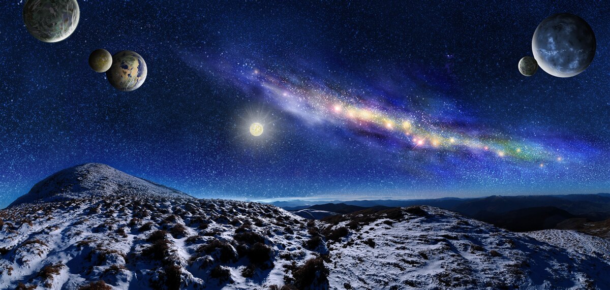 Фотошпалери космічний простір з безліччю планет