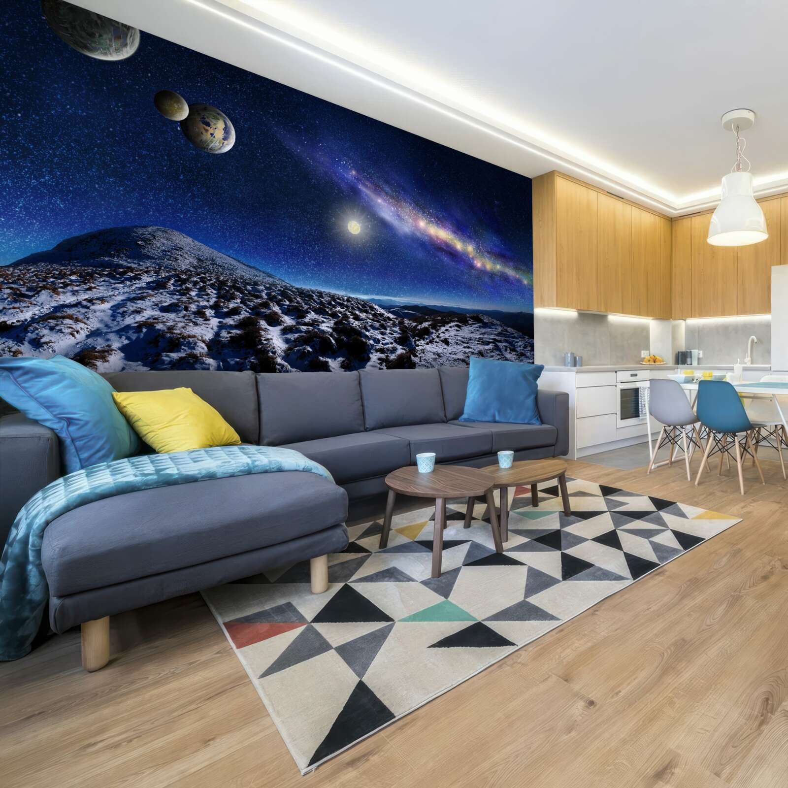 Фотошпалери космічний простір з безліччю планет