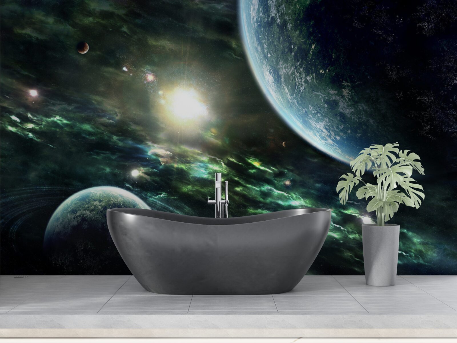 Фотошпалери Світловий вибух біля планети