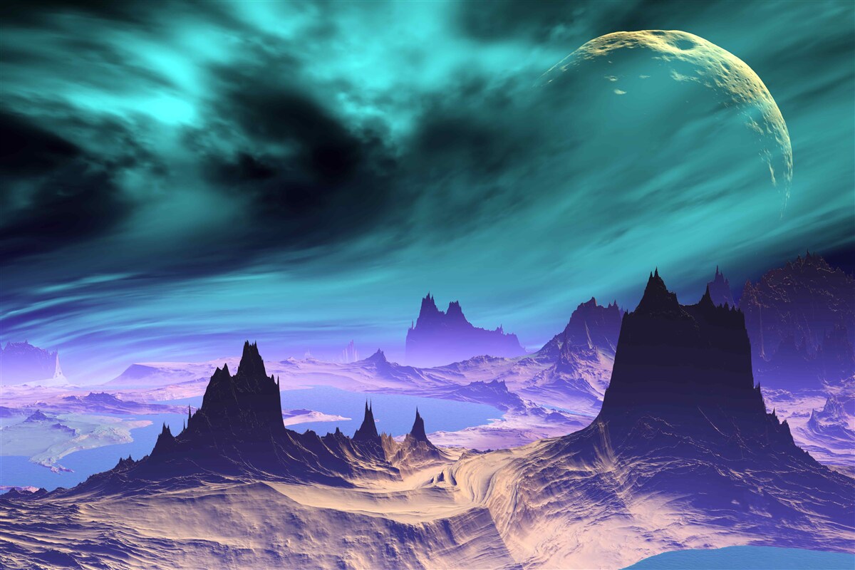 Фотошпалери гори майбутнього на невідомій планеті