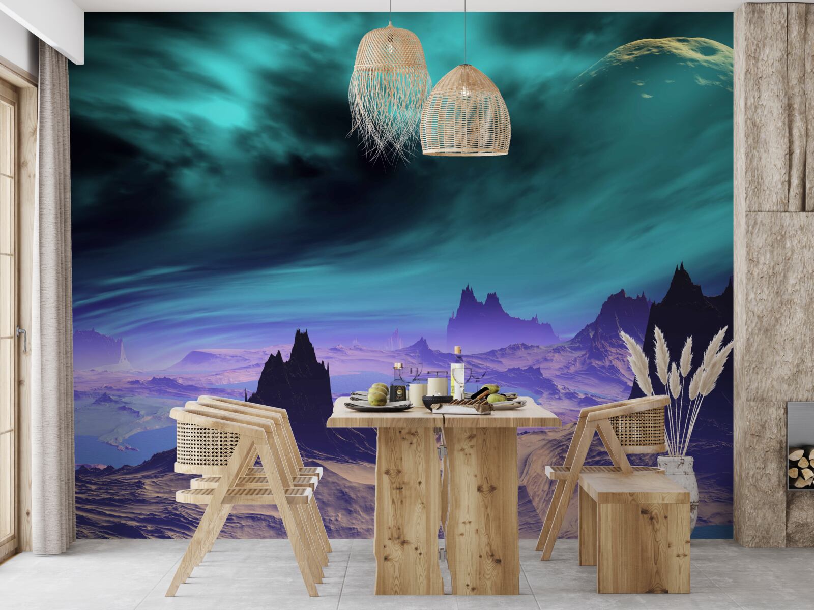 Фотошпалери гори майбутнього на невідомій планеті