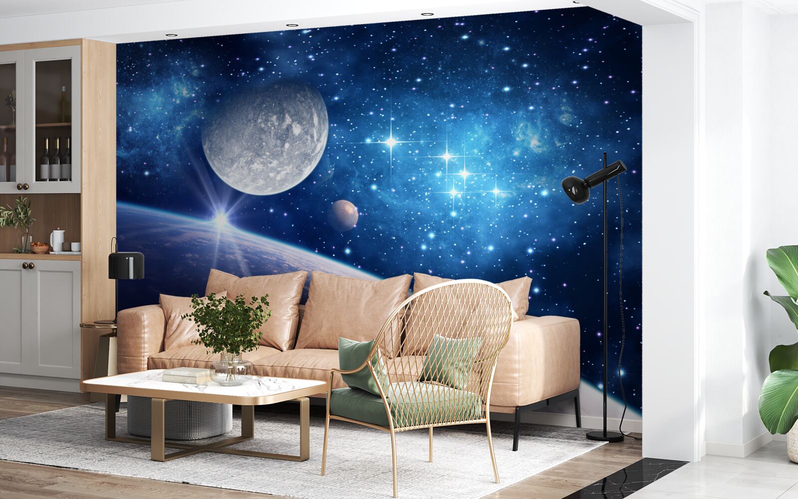 Фотошпалери місяць на задньому плані, а земля на передньому плані