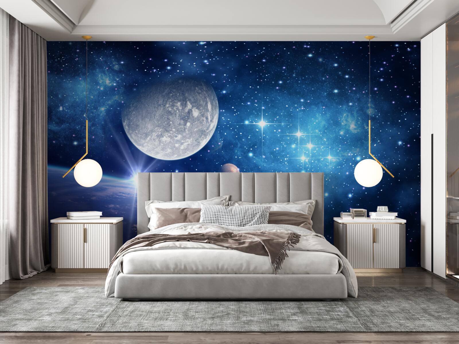 Фотошпалери місяць на задньому плані, а земля на передньому плані