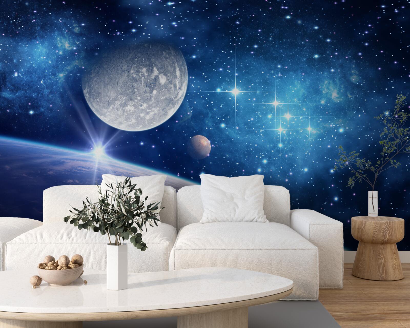 Фотошпалери місяць на задньому плані, а земля на передньому плані