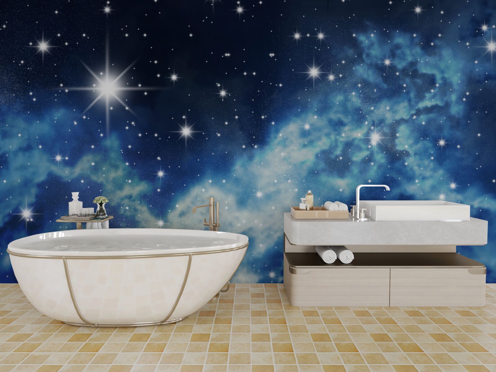 Фотошпалери блакитне небо, всіяне зірками