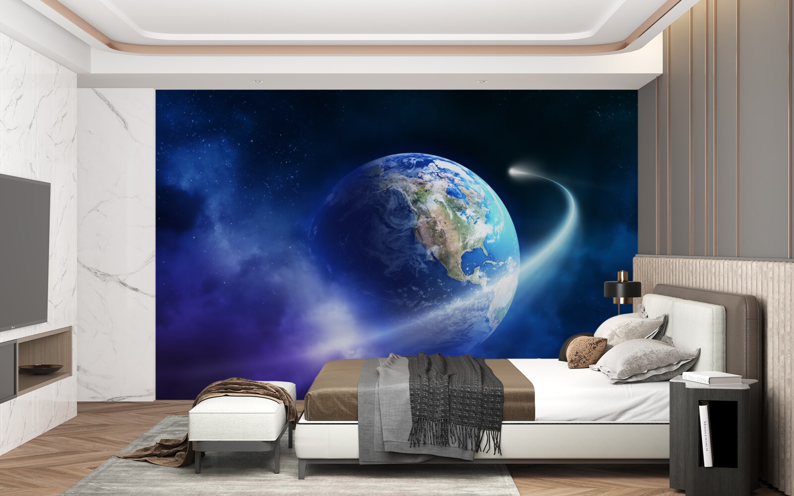 Фотошпалери Земля в нескінченному просторі Всесвіту