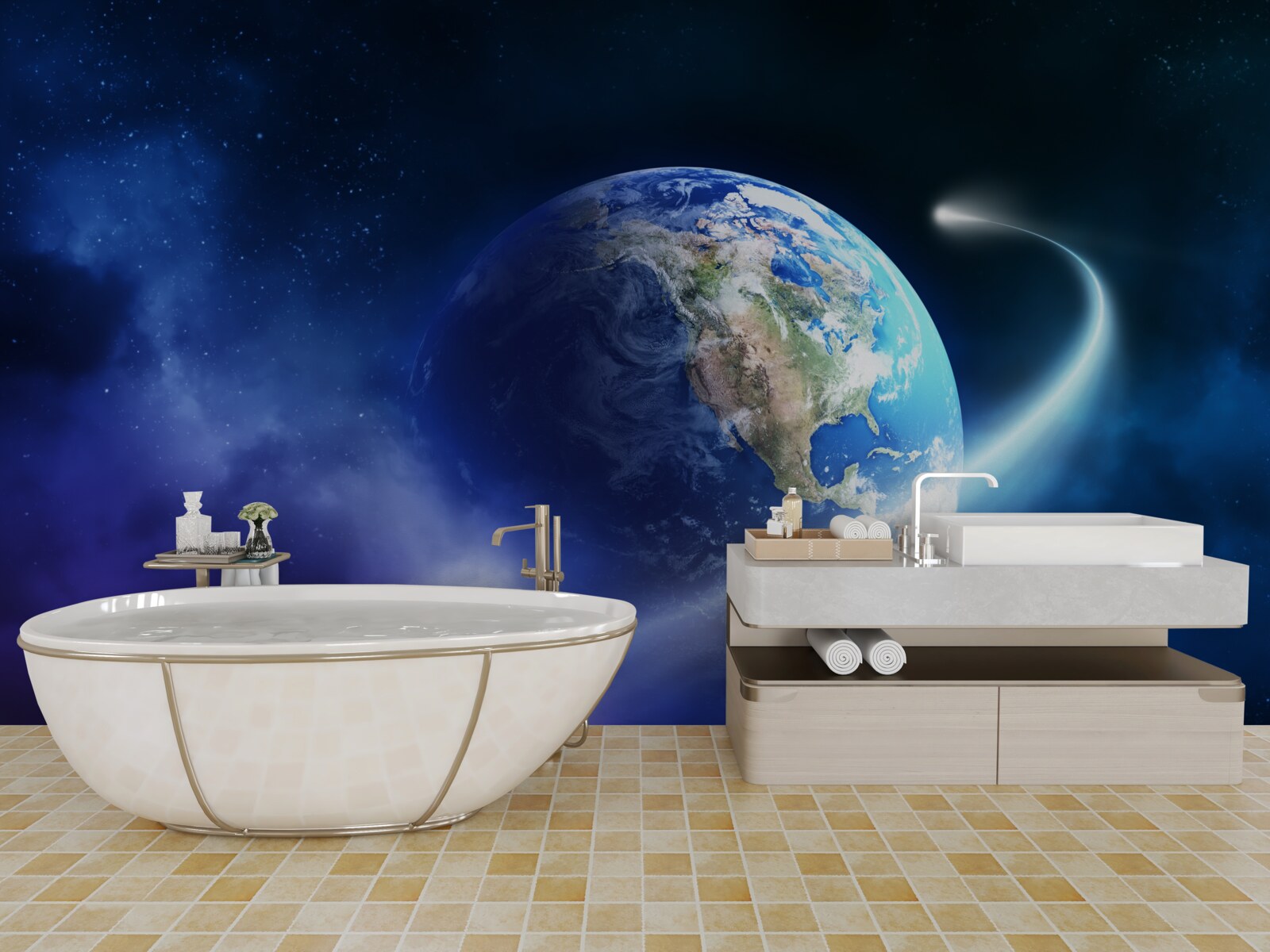 Фотошпалери Земля в нескінченному просторі Всесвіту