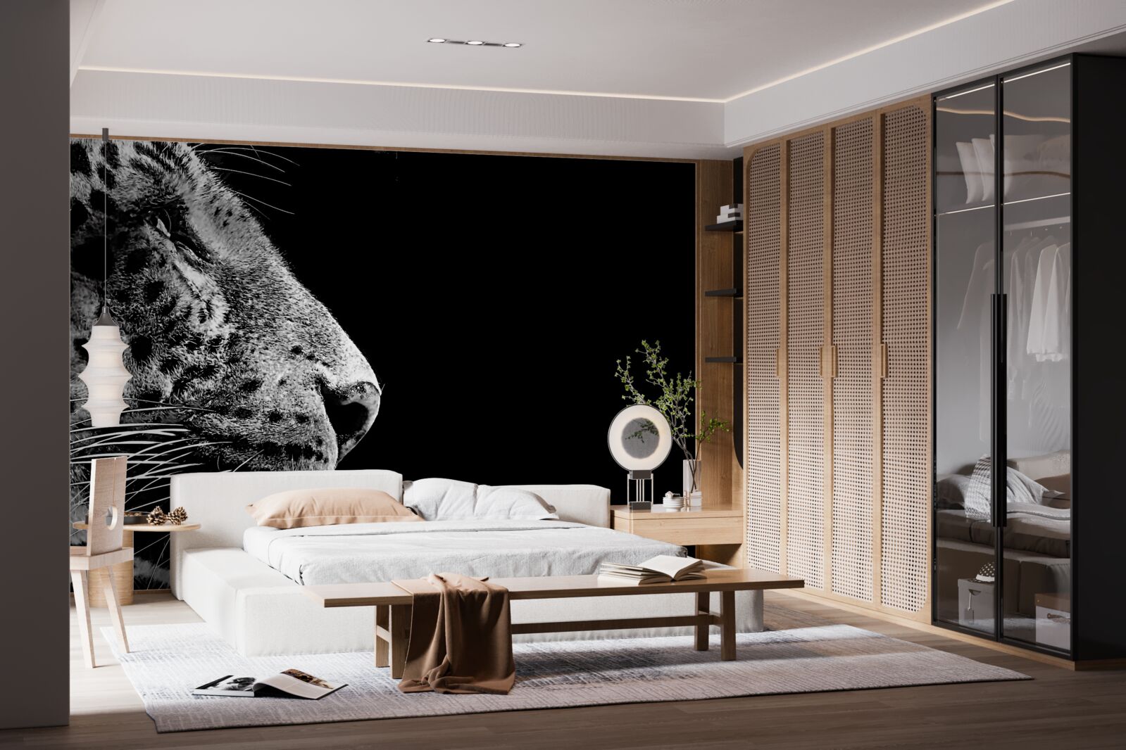 Фотошпалери ягуар у чорно-білому кольорі