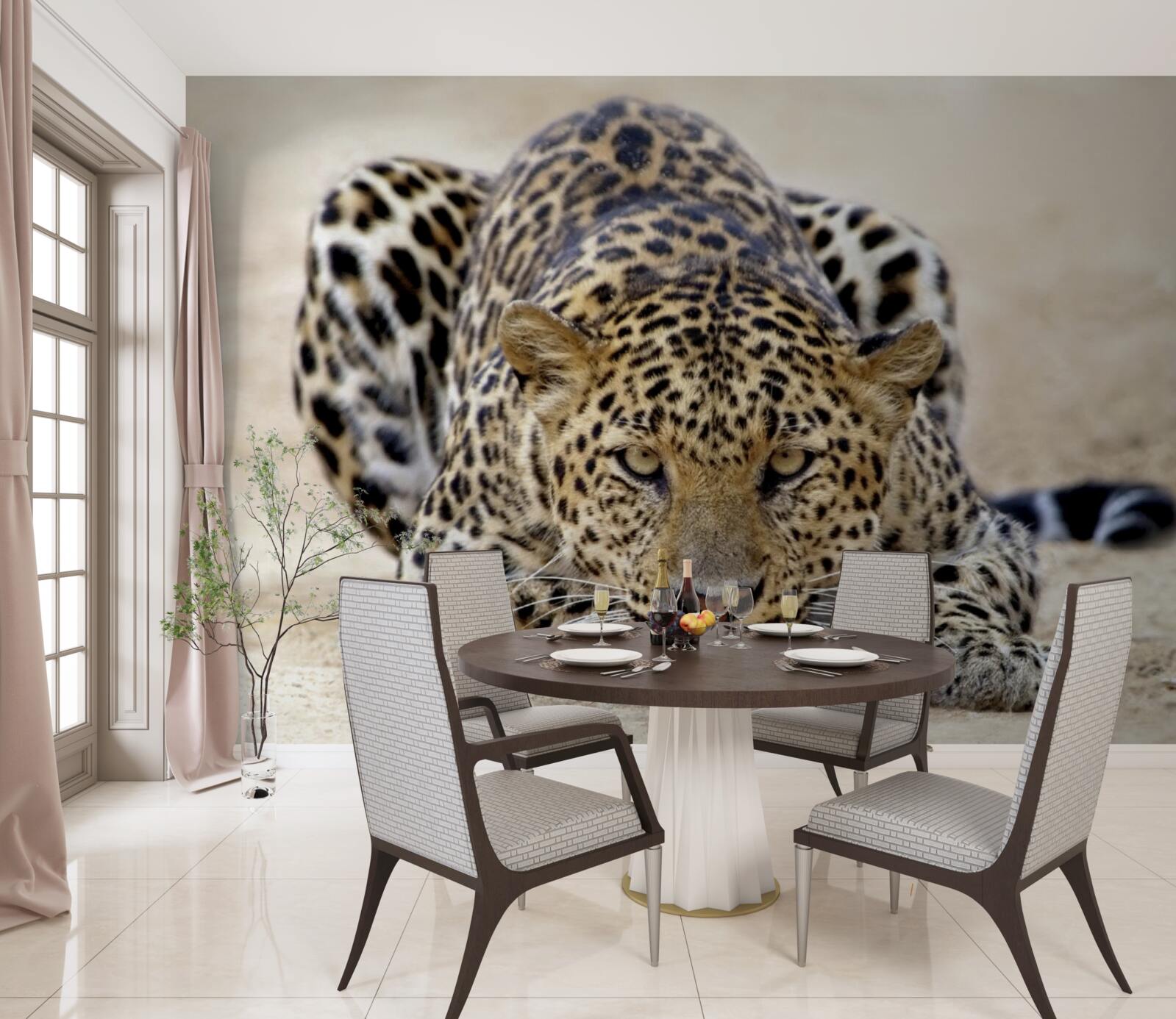 Фотошпалери очікування леопарда з плямистою шкурою