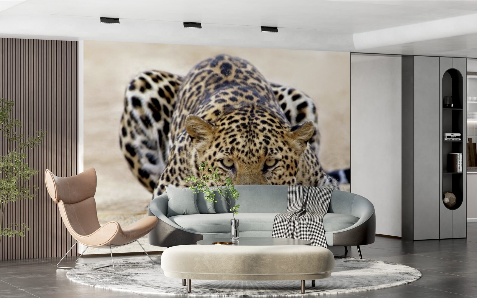 Фотошпалери очікування леопарда з плямистою шкурою