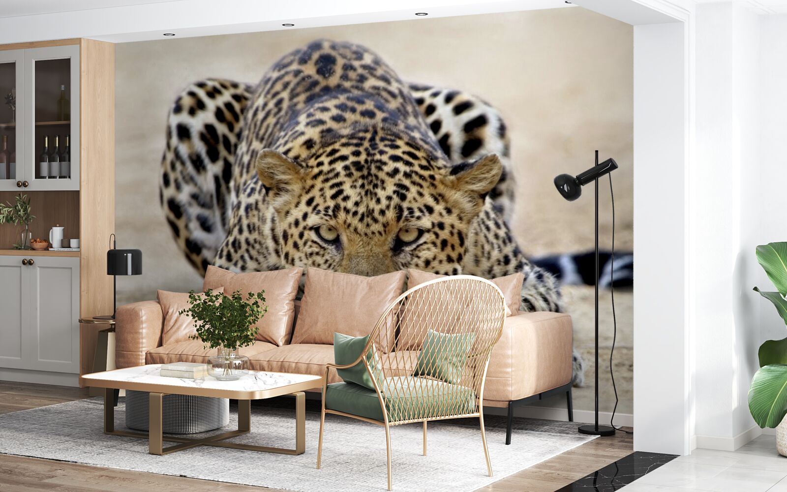 Фотошпалери очікування леопарда з плямистою шкурою