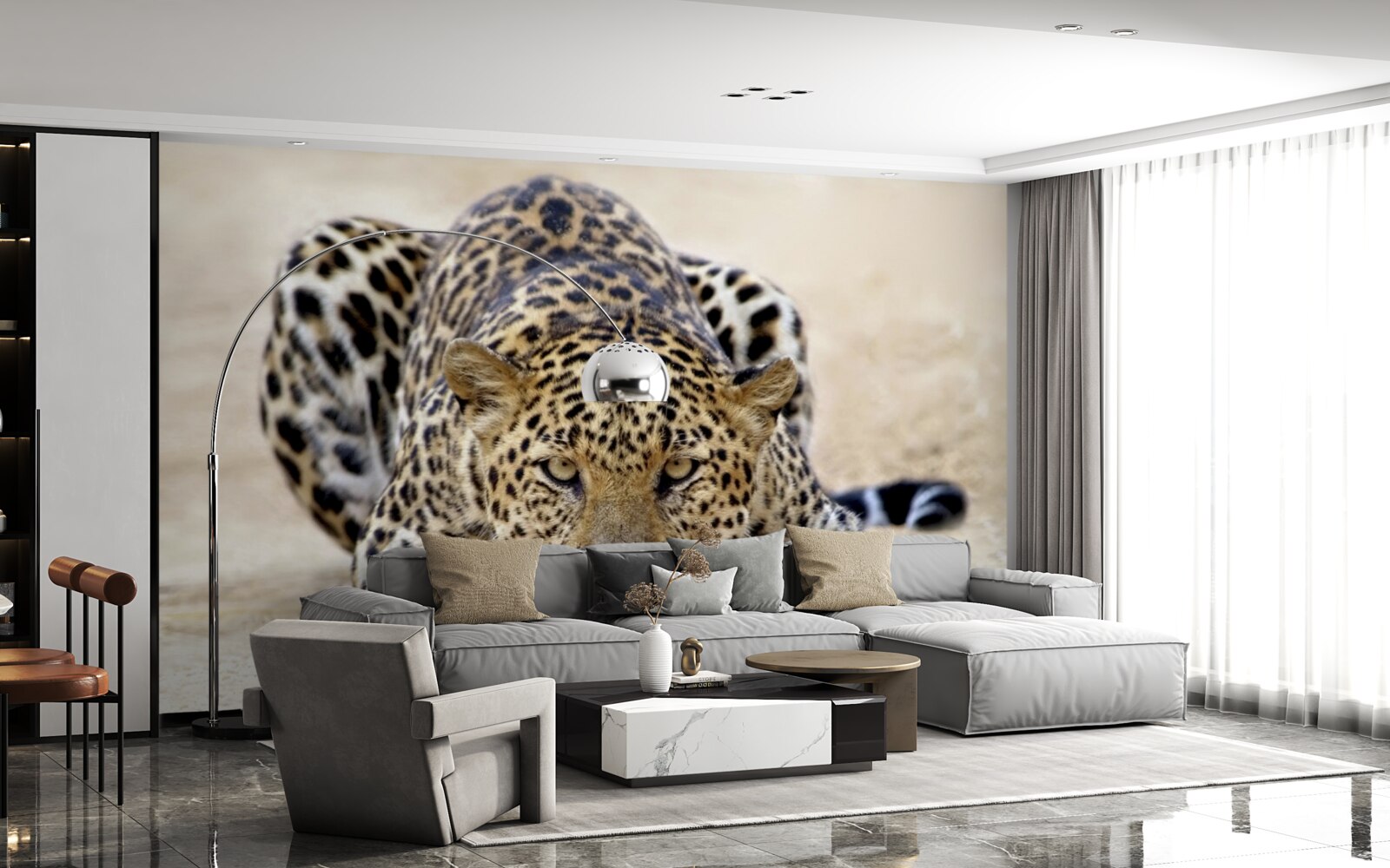 Фотошпалери очікування леопарда з плямистою шкурою