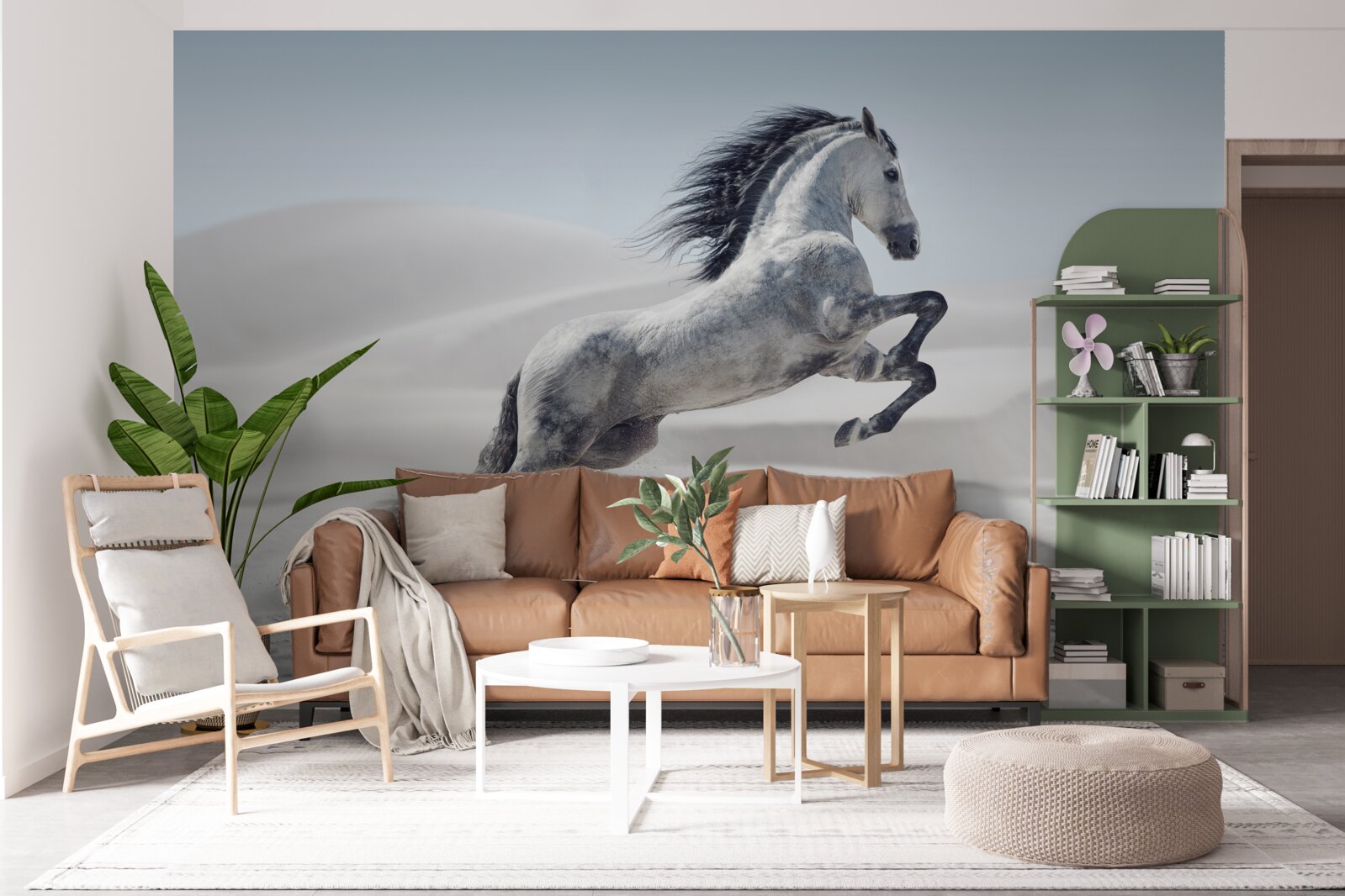 Фотошпалери сильного коня, що мчить через пустелю