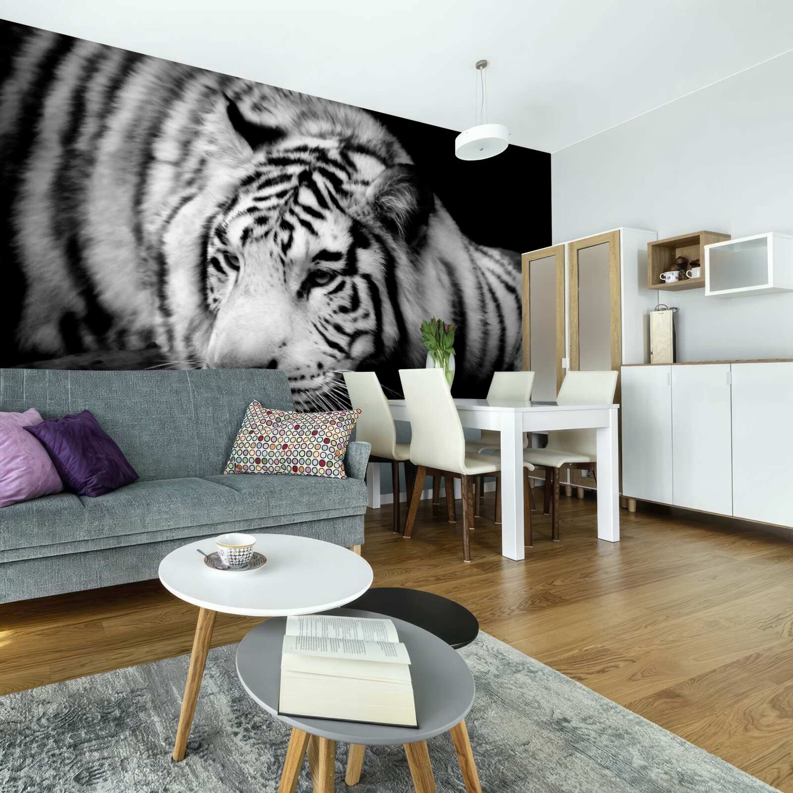Фотошпалери милий чорно-білий тигр