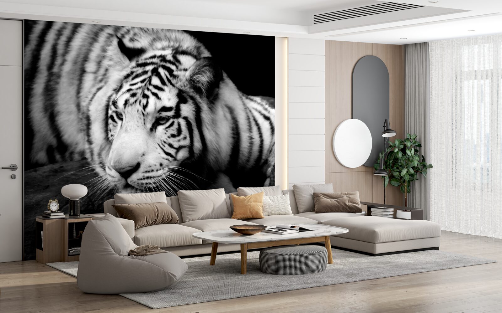 Фотошпалери милий чорно-білий тигр